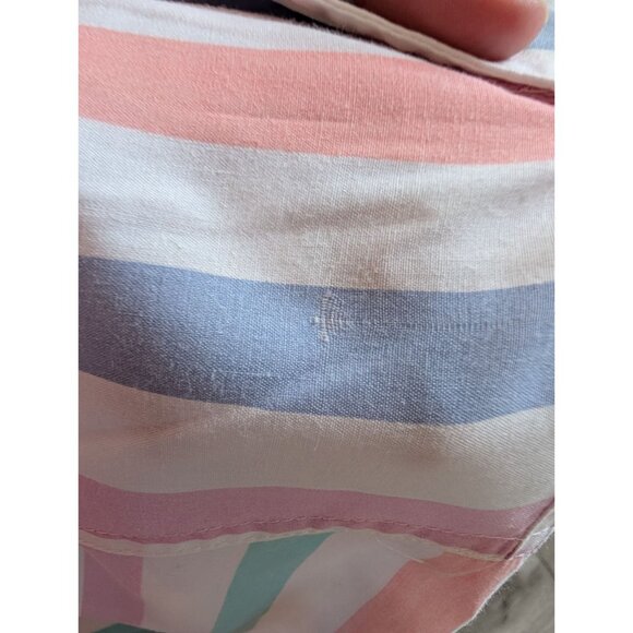 Vintage Pyramid Pastel Striped Button-Up Blouse With 3/4 Sleeves Pointed Collar - Picture 5 of 7